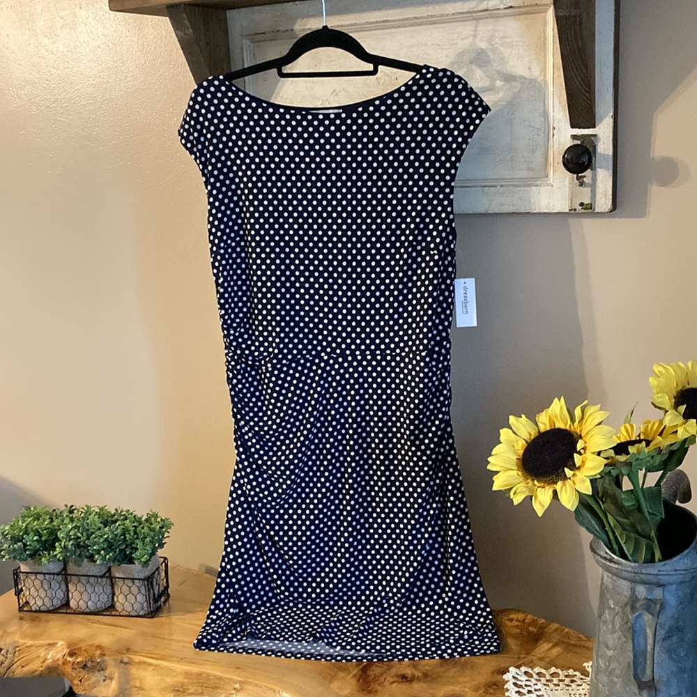 Navy and White Polka Dot Dress